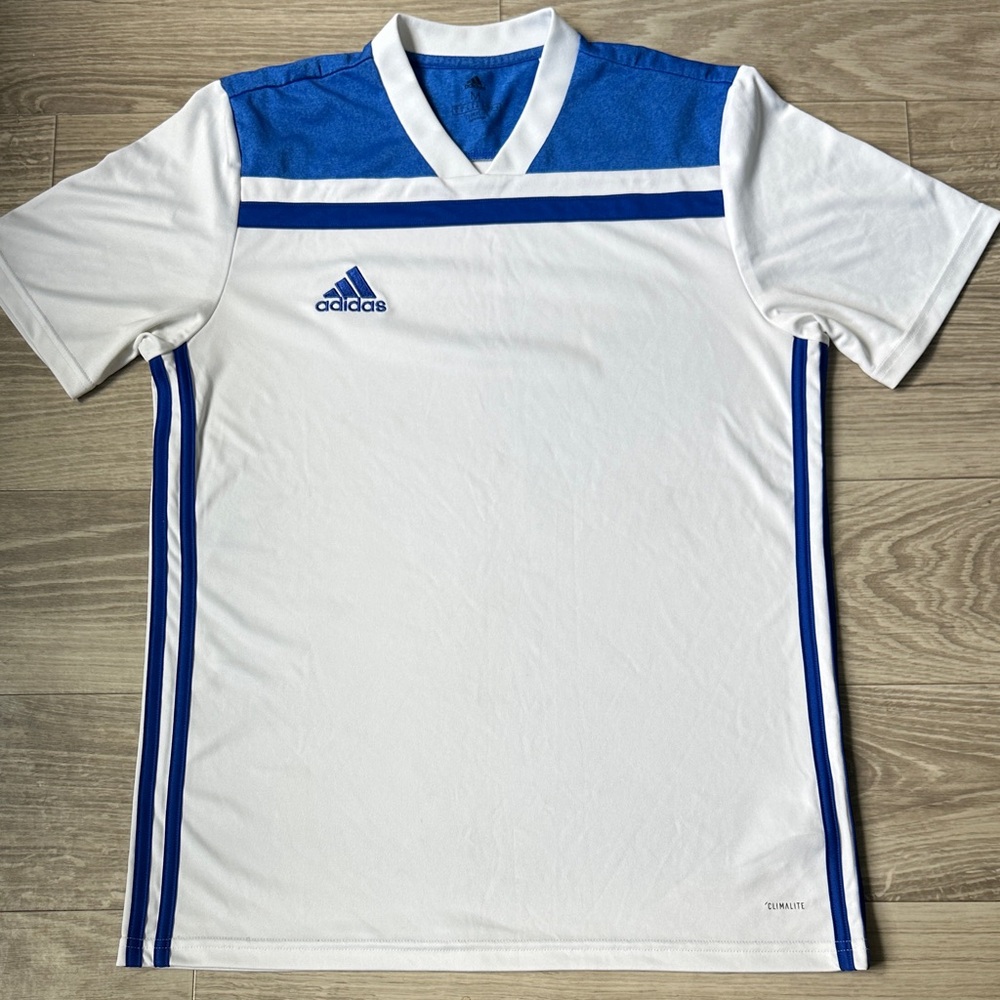 Adidas Men's White and Blue Jersey